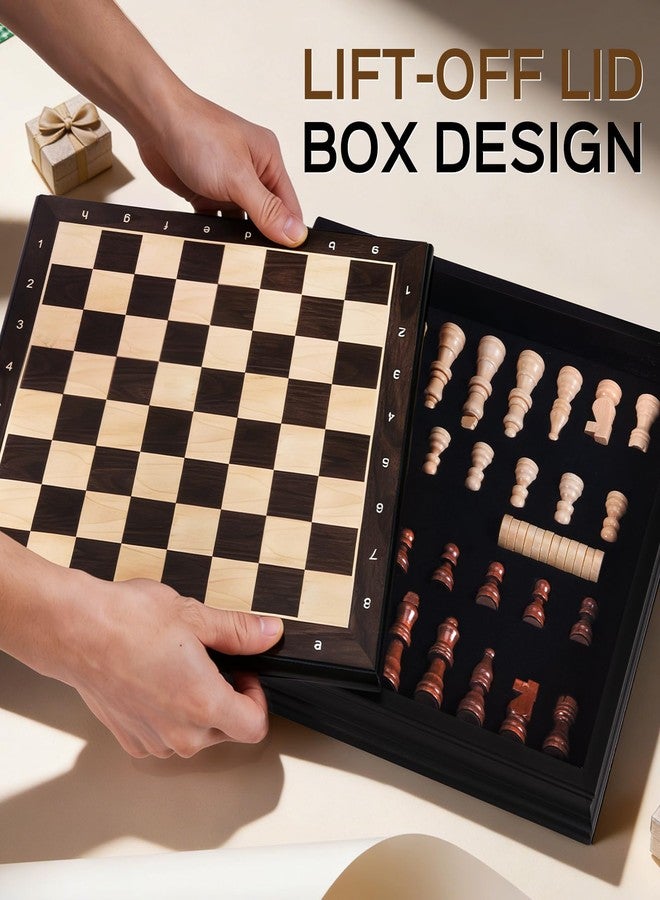 Peradix Magnetic Chess Set 12 Inch Classic 2 in 1 with Chess Pieces, Wood Board Box with Storage, 2 Extra Queens, Wooden Chess Board Games for Kids and Adults, Family Educational Gift Sets - Image 5